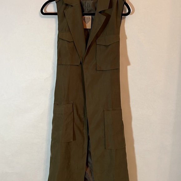 Boutique.American Threads Duster Cardigan. Olive. - Picture 3 of 6
